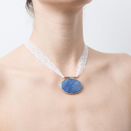 Pendentif Magma - quartz bleu
