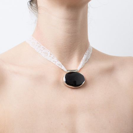 Pendentif Magma - tourmaline noire